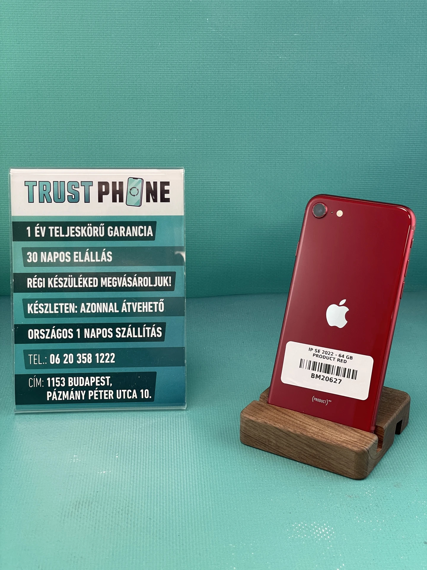 !! 1 ÉV GARANCIA !! iPhone SE (2022) PRODUCT RED 64 GB – BM20627 – 100% AKKU