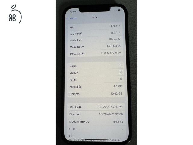 Iphone 12 64GB fekete