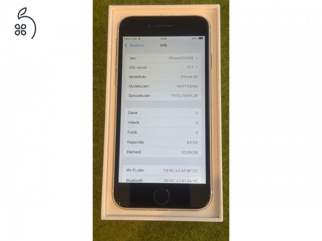 iPhone SE 2020 64GB fehér független szép karcmentes  állapotban eladó