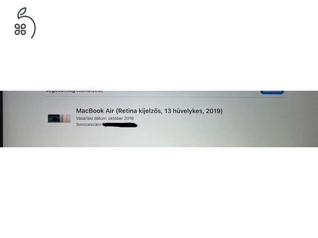 2019 Macbook Air Retina 256 GB SSD / 16 GB RAM / Magyar billentyűzet