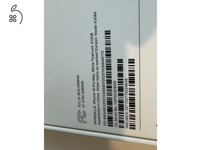 Iphone 16 Pro MAX 512 Titanium White eladó!