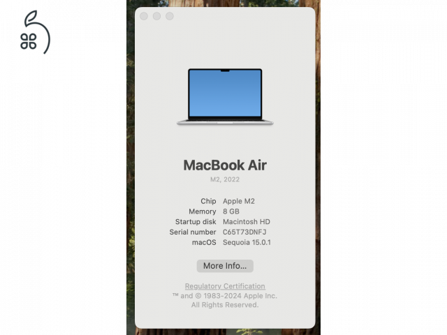 MacBook Air (M2, 2022) 13,6 hüvelykes ezüstszínben 512gb SSD 96 ciklus