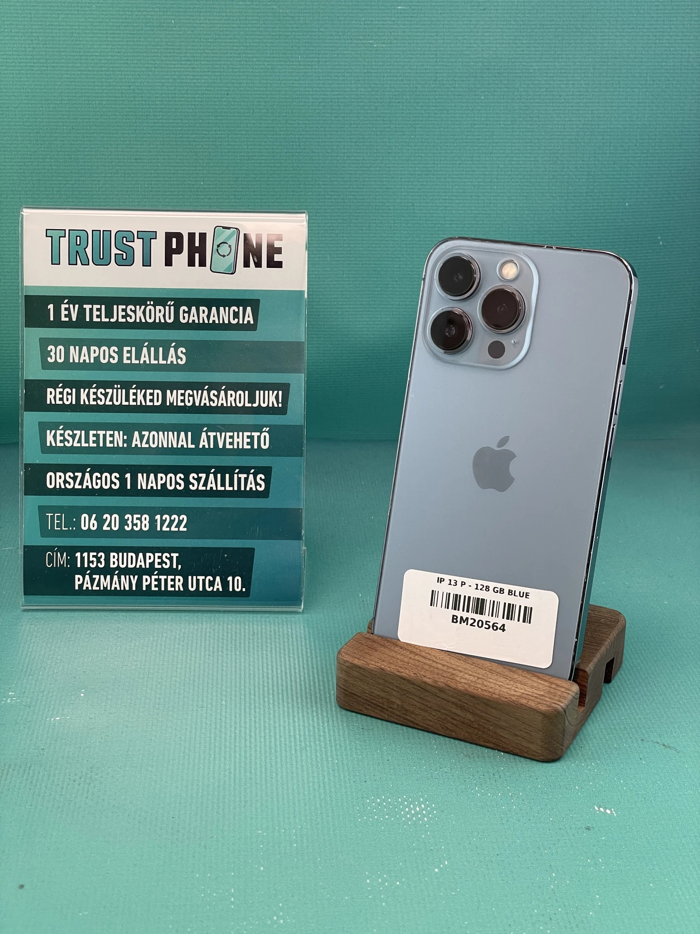 !! 1 ÉV GARANCIA !! iPhone 13 Pro Blue 128 GB – BM20564 – 100% AKKU