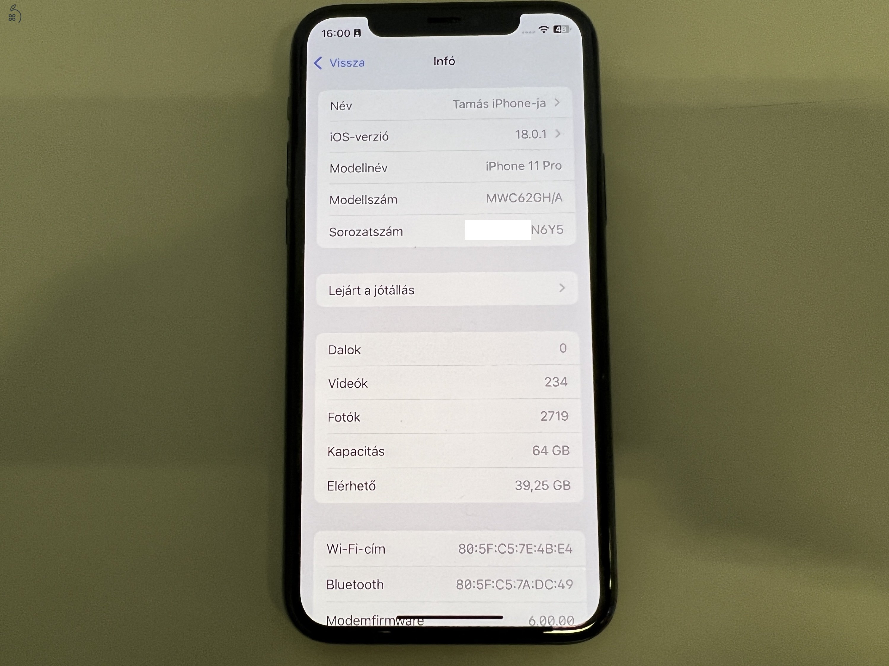 Apple iPhone 11 Pro 64GB Green szép állapotban hibátlan működéssel!