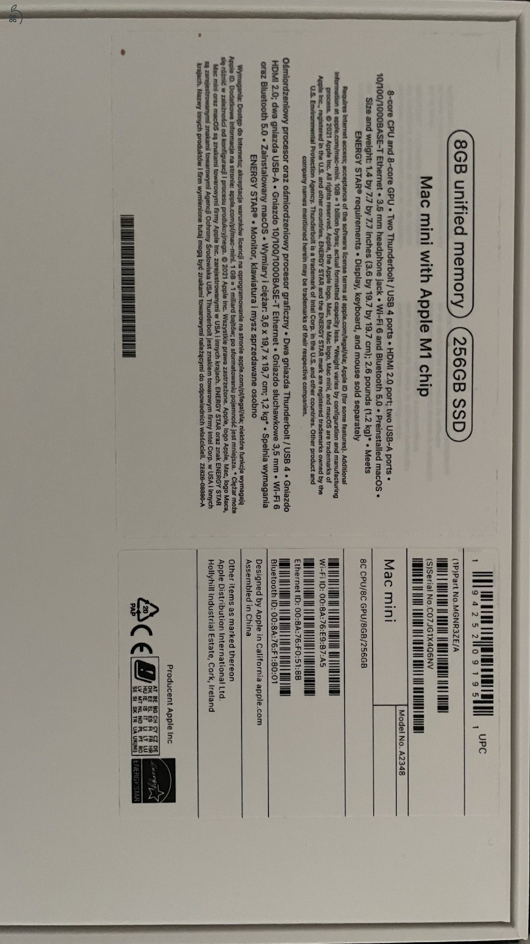 Mac Mini M1 8GB/256GB (2022.11 hó)