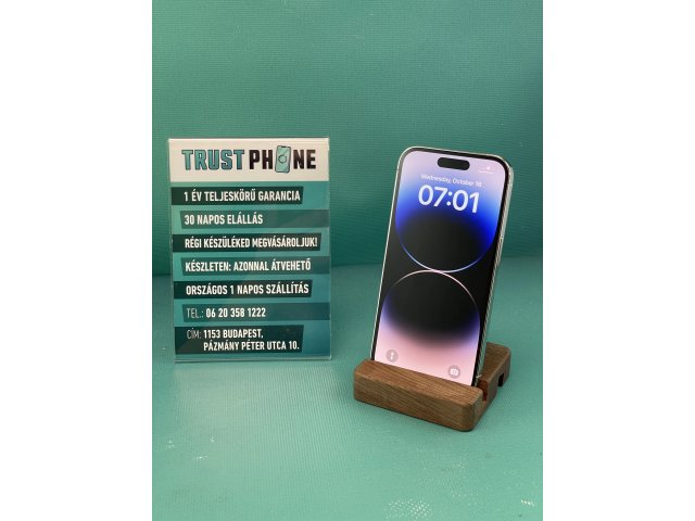 !! 1 ÉV GARANCIA !! iPhone 14 Pro Silver 128 GB – BM20582 – 100% AKKU