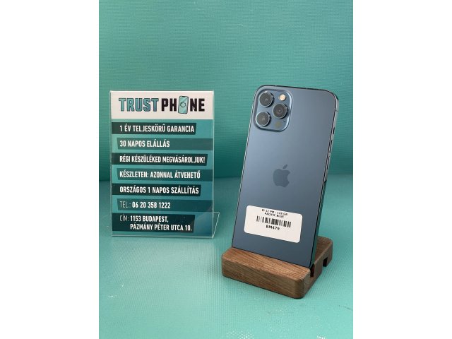 !! 1 ÉV GARANCIA !! iPhone 12 Pro Max Pacific Blue 128 GB – BM479 – 100% AKKU