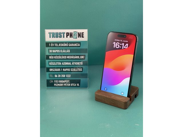 !! 1 ÉV GARANCIA !! iPhone 15 Pro Black Titanium 128 GB – BM20281 – 96% AKKU