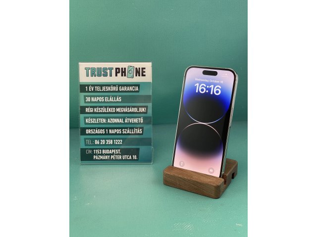 !! 1 ÉV GARANCIA !! iPhone 14 Pro Silver 128 GB – BM20318 – 100% AKKU