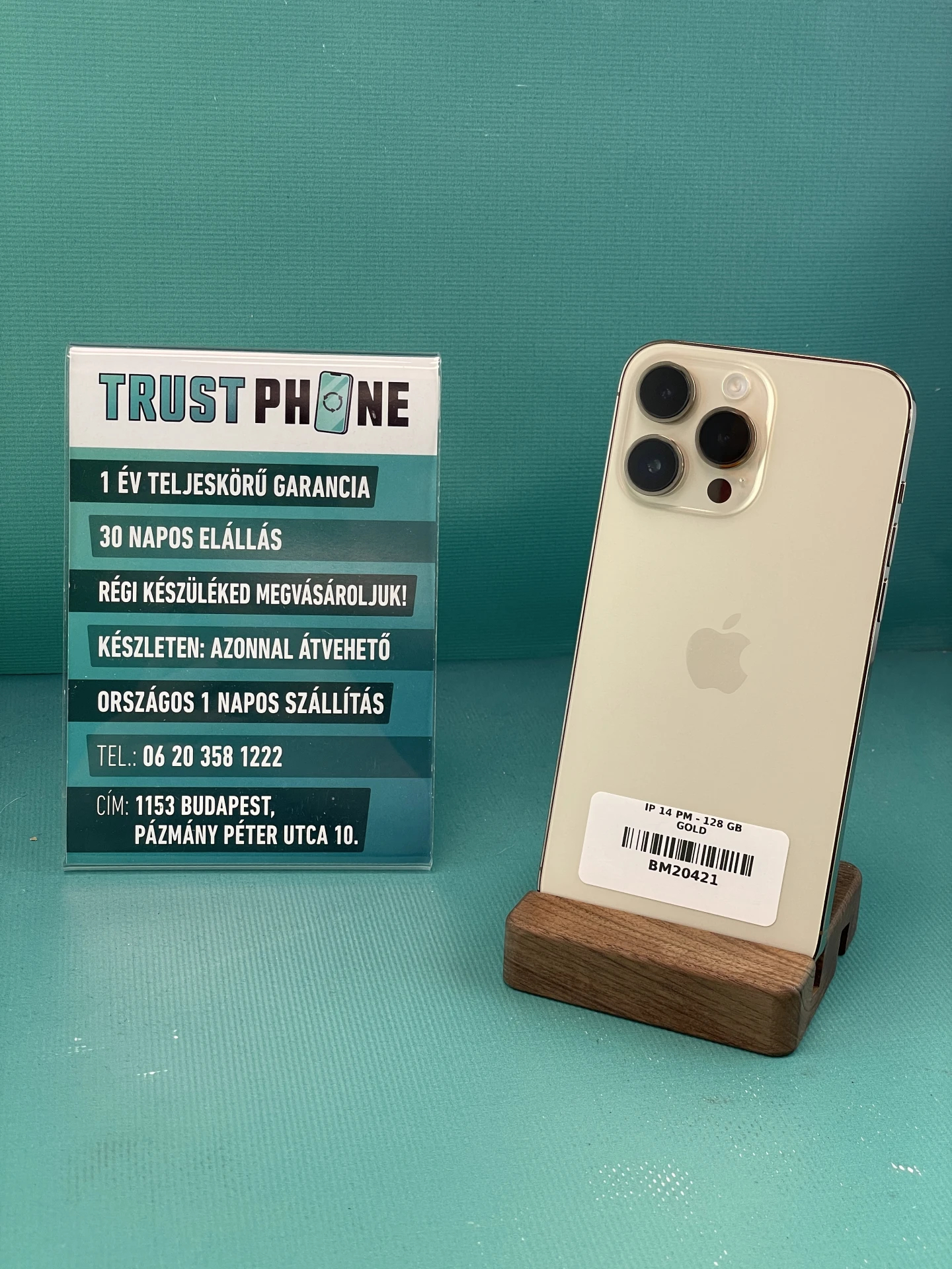 !! 1 ÉV GARANCIA !! iPhone 14 Pro Max Gold 128 GB – BM20421 – 100% AKKU