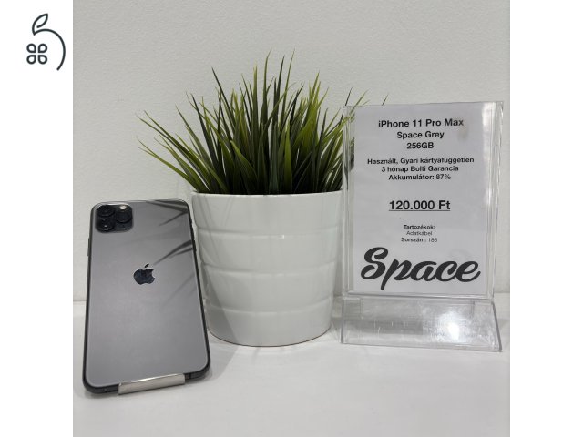 iPhone 11 Pro Max / 256GB / Space Grey / Gyári kártyafüggetlen (186)