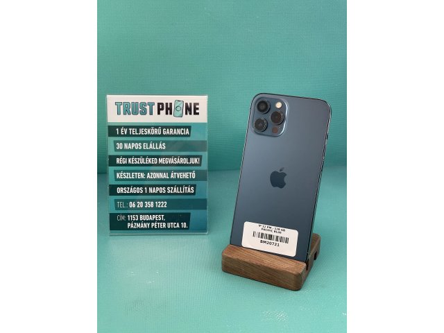 !! 1 ÉV GARANCIA !! iPhone 12 Pro Max Pacific Blue 128 GB – BM20721 – 89% AKKU