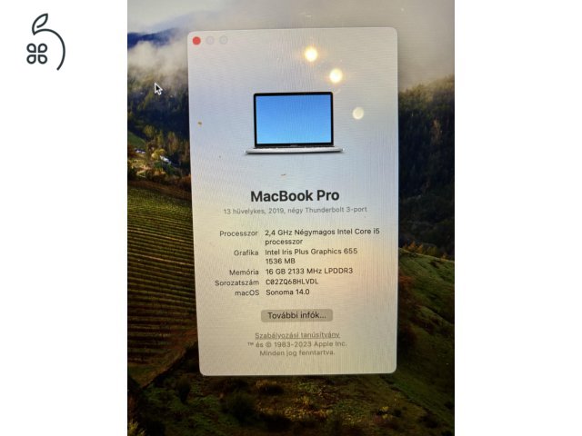 Macbook Pro 2019, 13 inch, Touchbar - kijelzőhibás