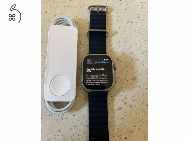 Apple Watch Ultra 2 GPS + Cellular 49mm, 64GB, Tengerészkék Óceán Szíjjal - bontatlan töltővel - 98% akkuval