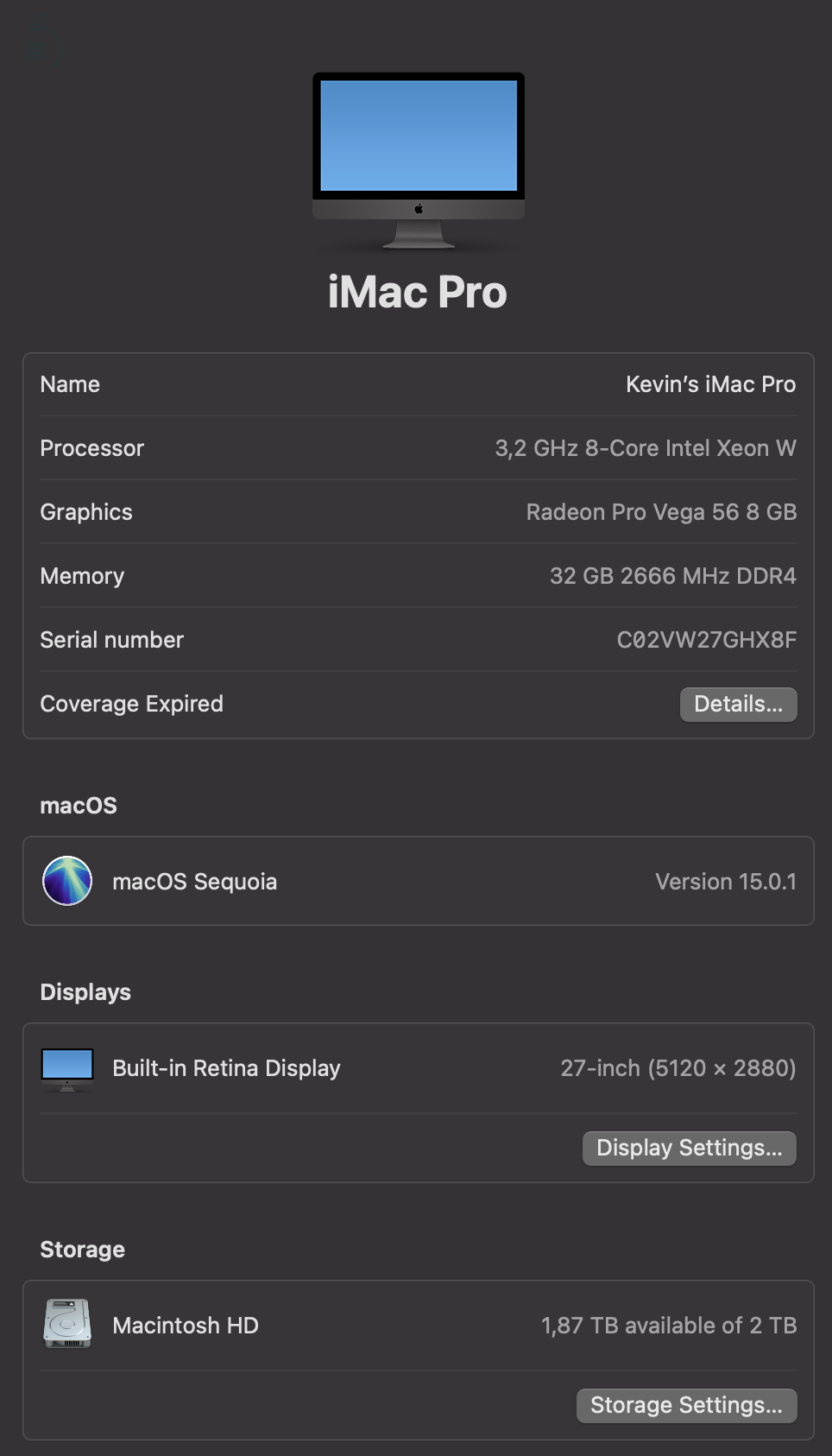 Újszerű CTO iMac Pro - 27