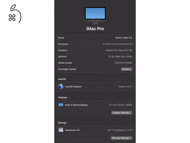 Újszerű CTO iMac Pro - 27