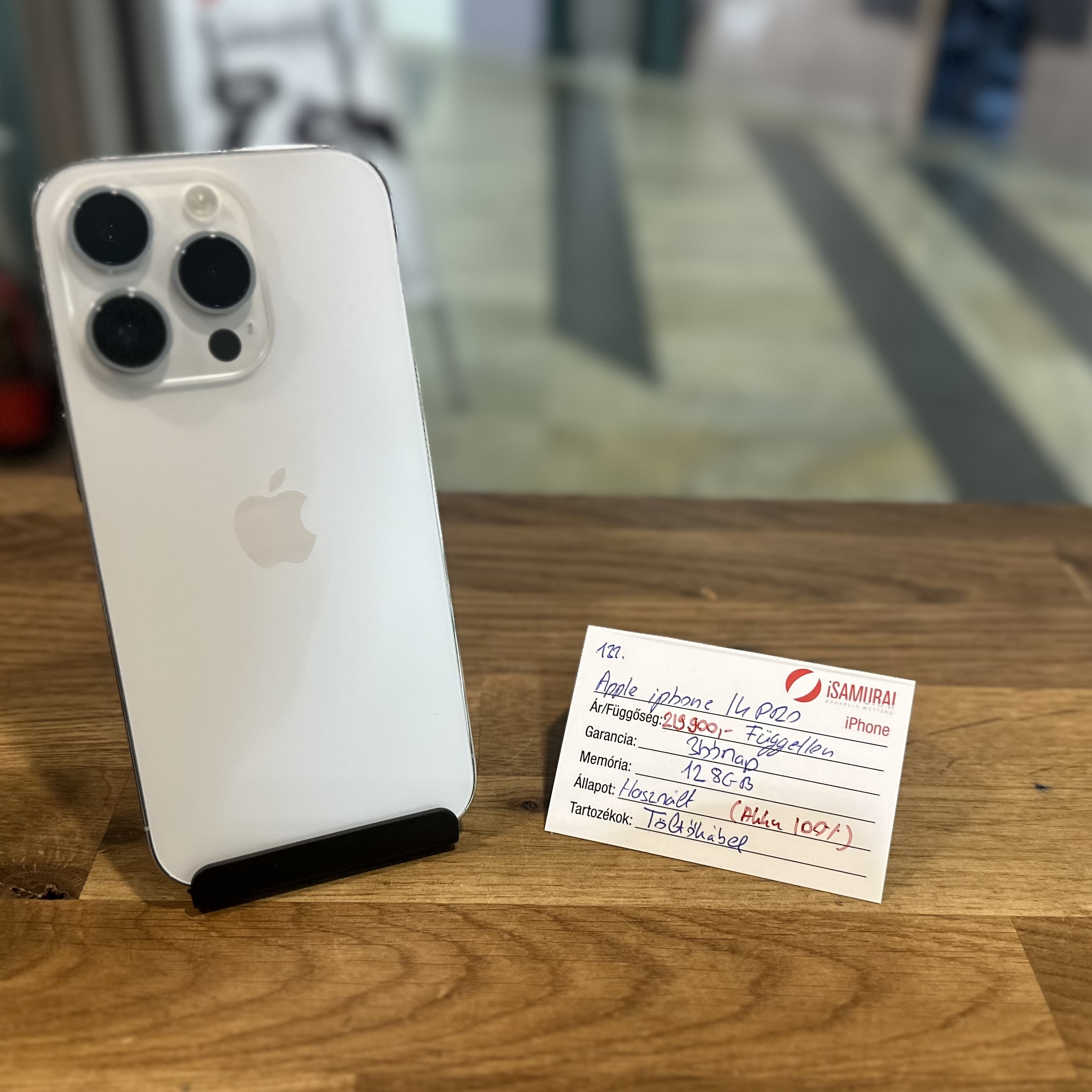 133. Apple iPhone 14 Pro - 128 GB - Silver-100%akku