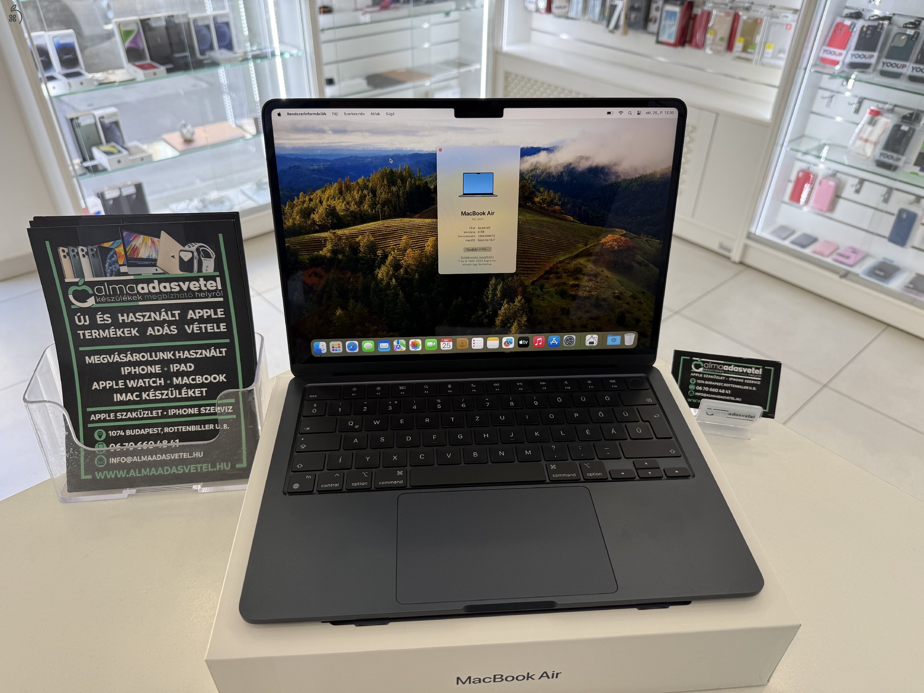 MacBook Air M2 Hibátlan/8GB/256ssd/2025.01.15.Apple Gar./Akku 98%/p3749