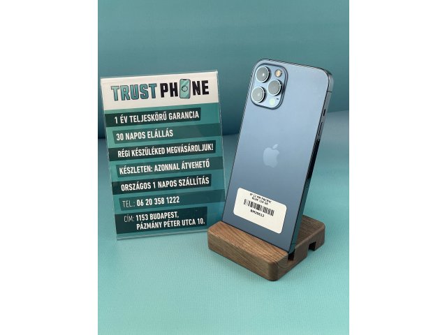 !! 1 ÉV GARANCIA !! iPhone 12 Pro Max Pacific Blue 128 GB – BM20612 – 100% AKKU