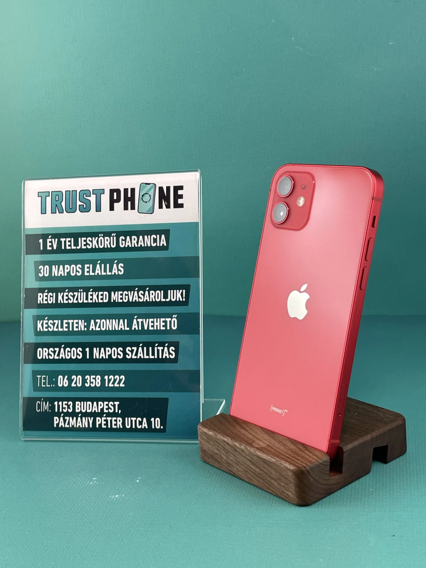 !! 1 ÉV GARANCIA !! iPhone 12 Mini PRODUCT RED 64 GB – TRU037 – 100% AKKU