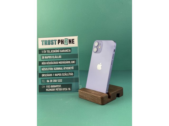 !! 1 ÉV GARANCIA !! iPhone 12 Mini Purple 64 GB – TRU038 – 100% AKKU