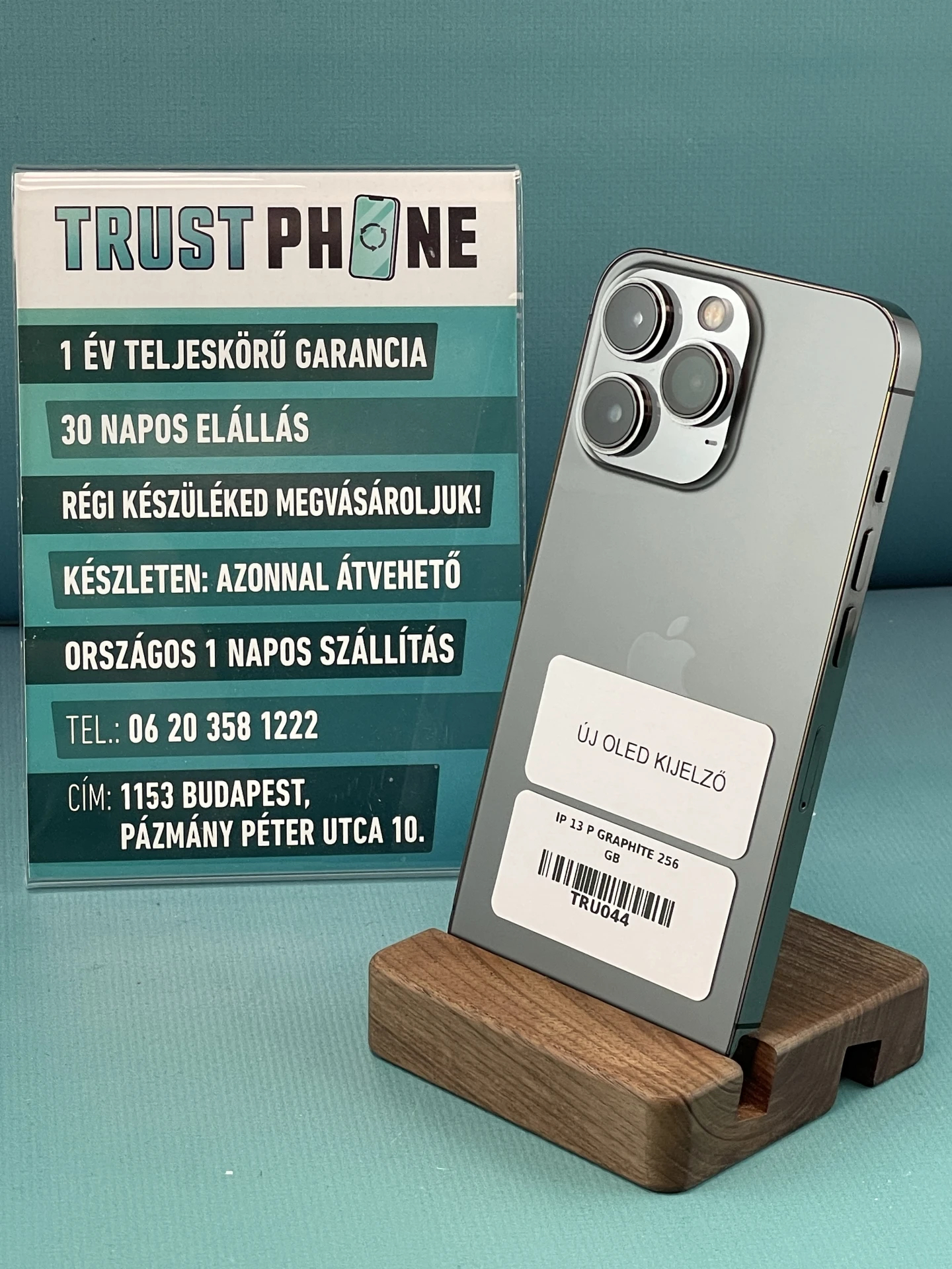 !! 1 ÉV GARANCIA !! iPhone 13 Pro Graphite 256 GB – TRU044 – 100% AKKU