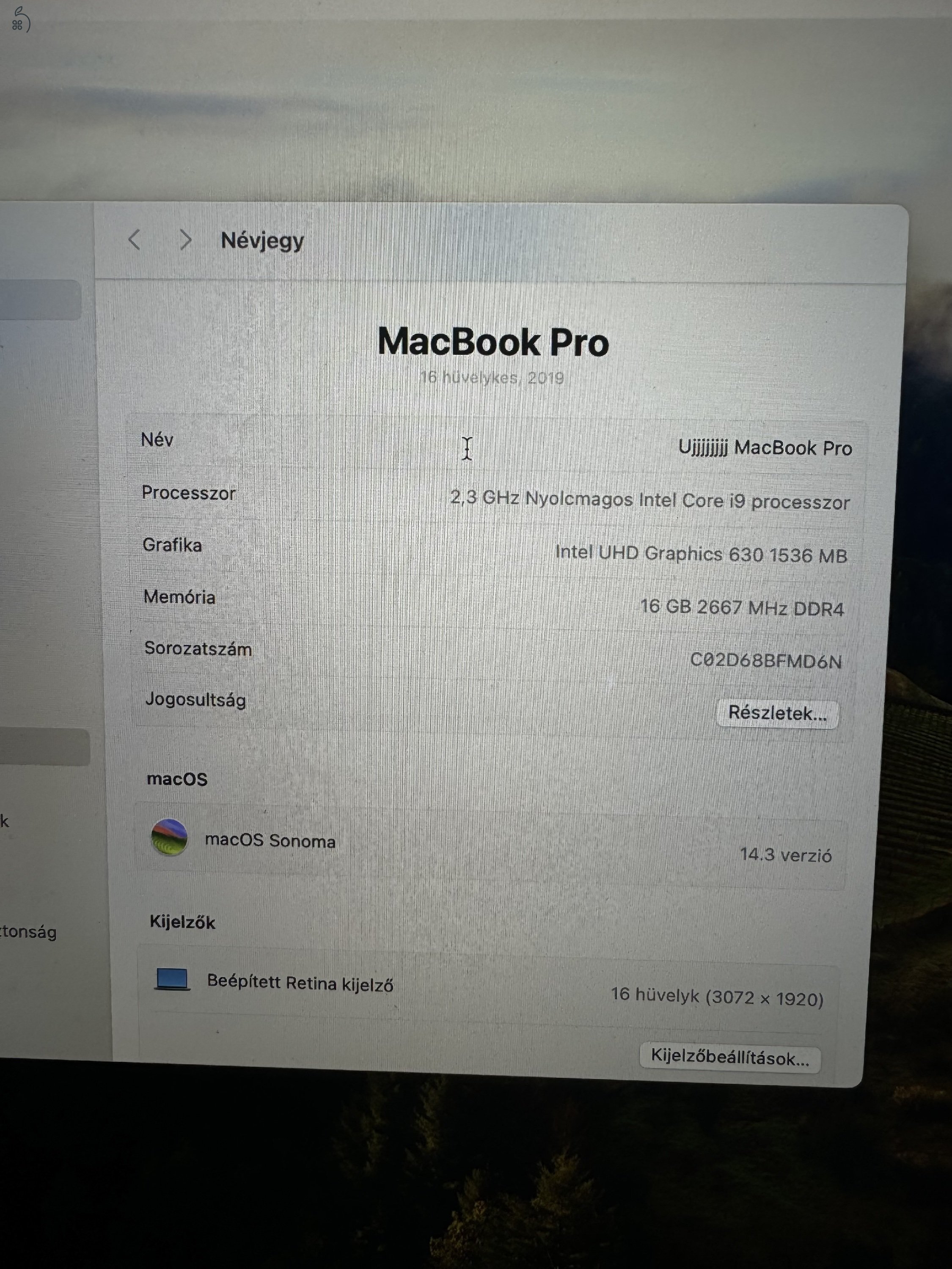 Macbook Pro 2019 16” i9 / 16GB / 1TB / Radeon Pro 5500M