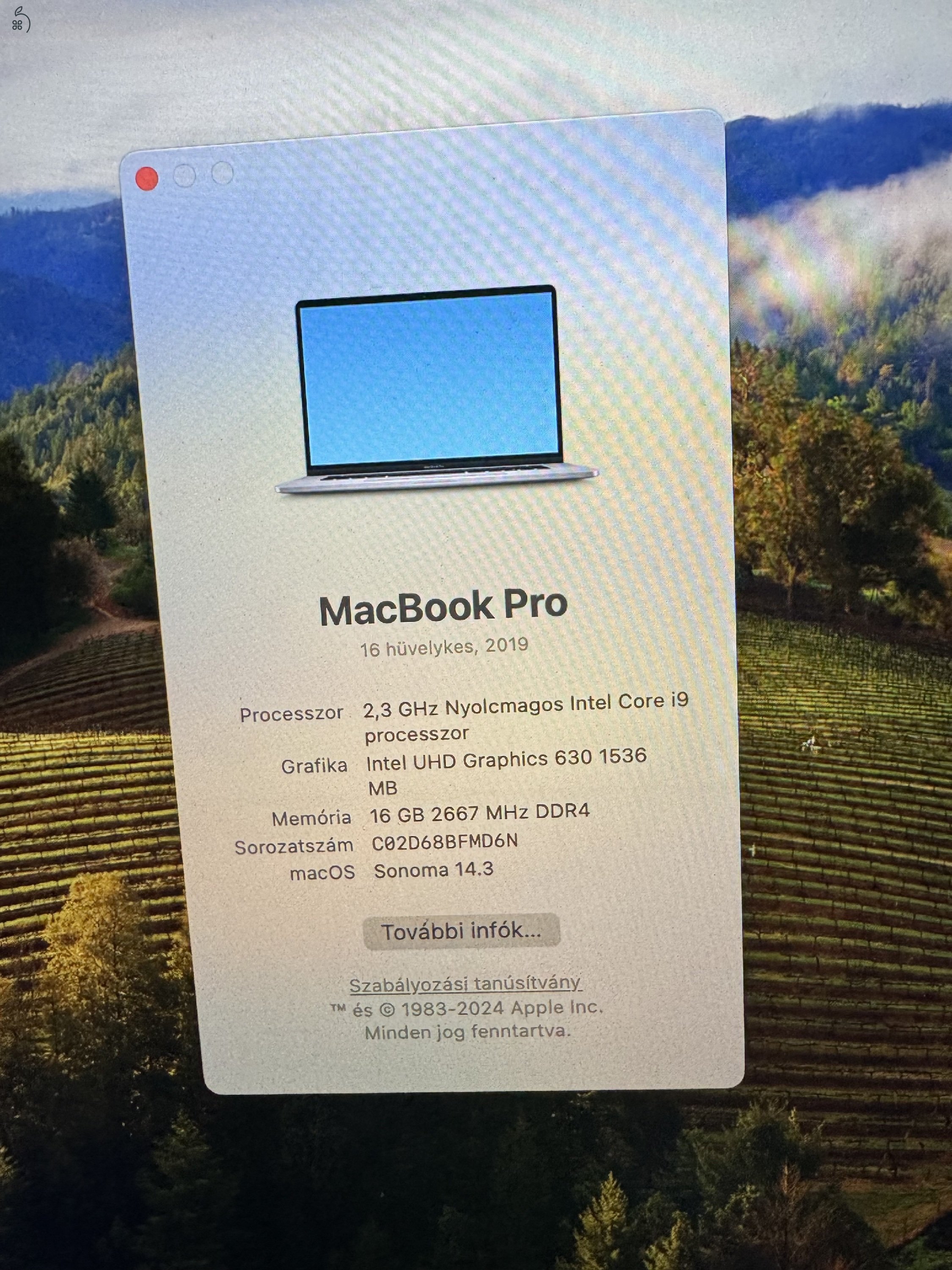 Macbook Pro 2019 16” i9 / 16GB / 1TB / Radeon Pro 5500M