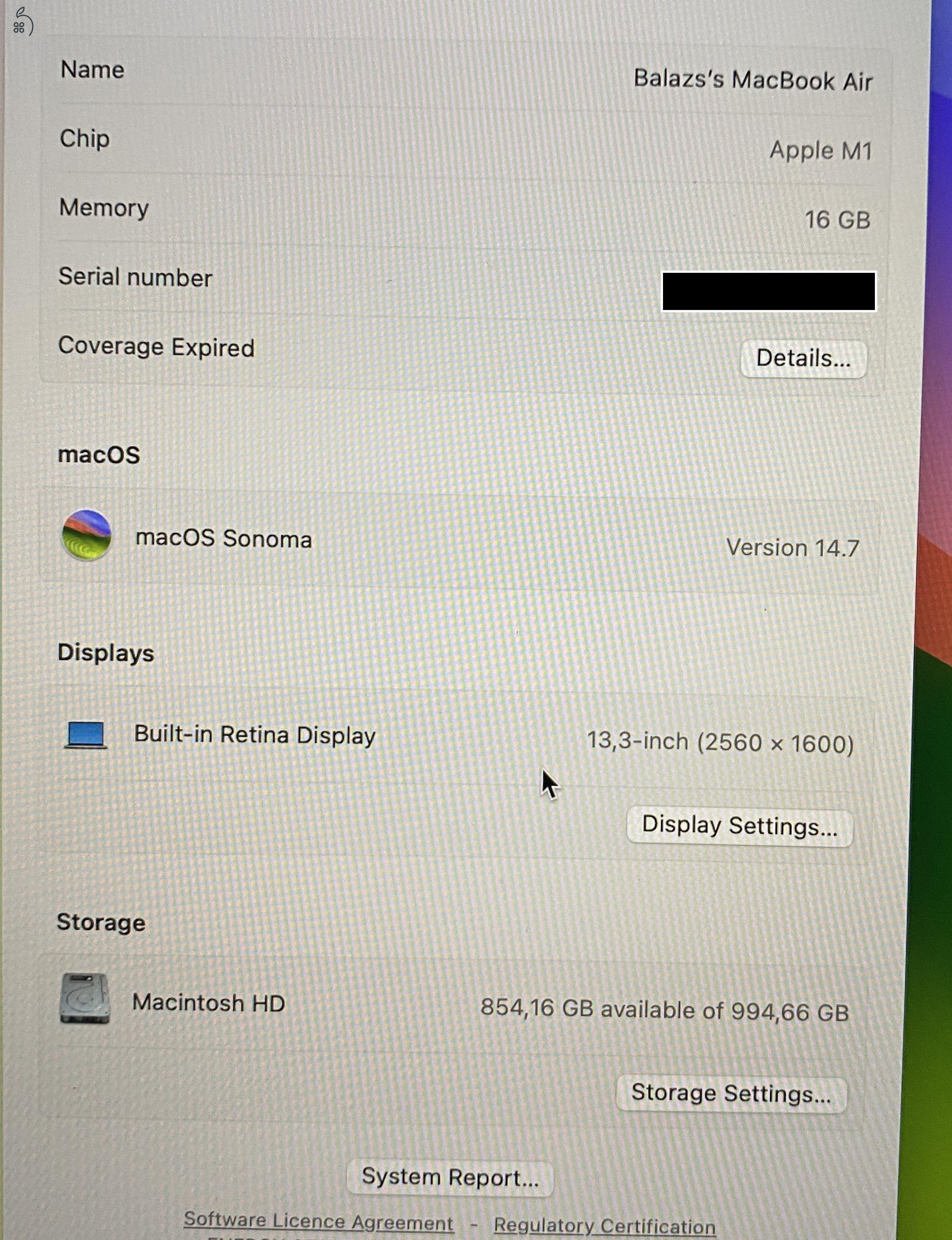 Macbook Air M1 (CTO, 16 GB RAM, 1 TB SSD) 