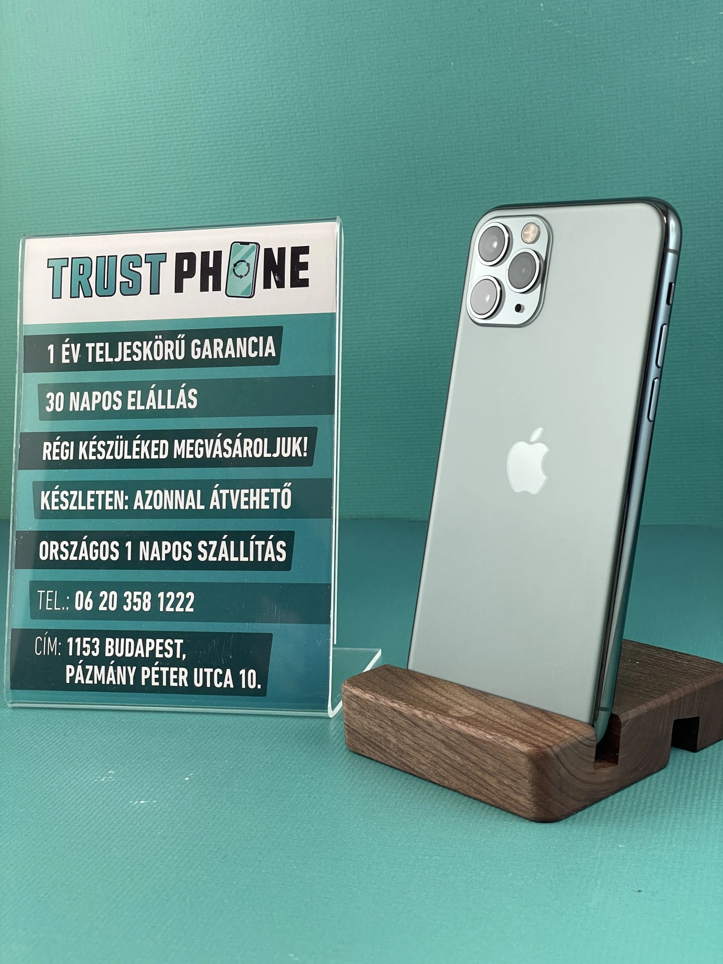 !! 1 ÉV GARANCIA !! iPhone 11 Pro Midnight Green 64 GB – TRU032 – 100% AKKU