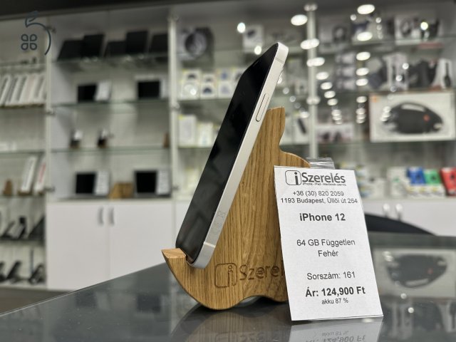 iPhone 12 64GB független fehér akku 87% garanciával (161) iszerelés.hu