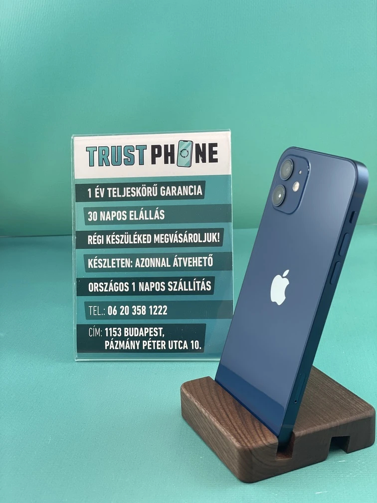 !! 1 ÉV GARANCIA !! iPhone 12 Mini Blue 128 GB – TRU066 – 100% AKKU