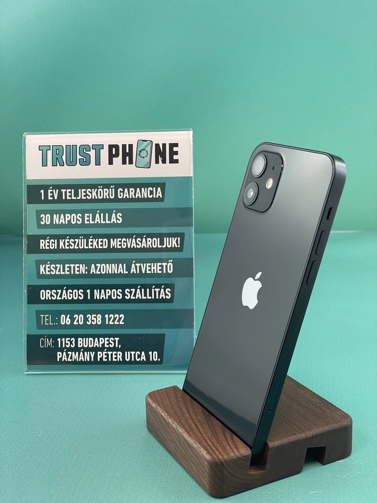 !! 1 ÉV GARANCIA !! iPhone 12 Mini Black 128 GB – TRU072 – 100% AKKU