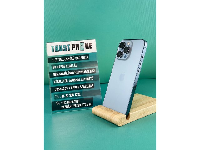 !! 1 ÉV GARANCIA !! iPhone 13 Pro Max Sierre Blue 128 GB – TRU078 – 100% AKKU