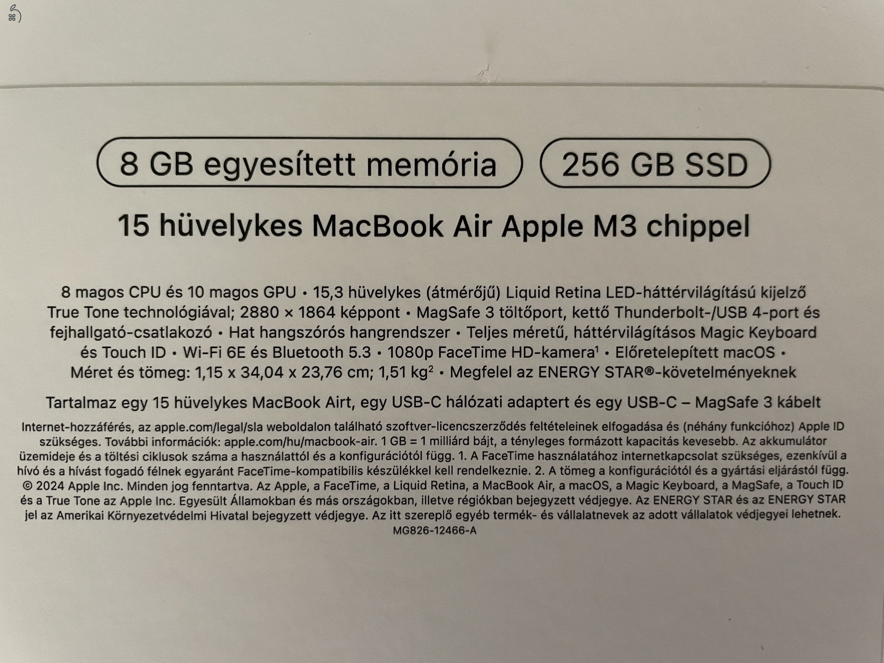 BONTATLAN 3 ÉV GYÁRI GARANCIÁVAL MacBook Air 15