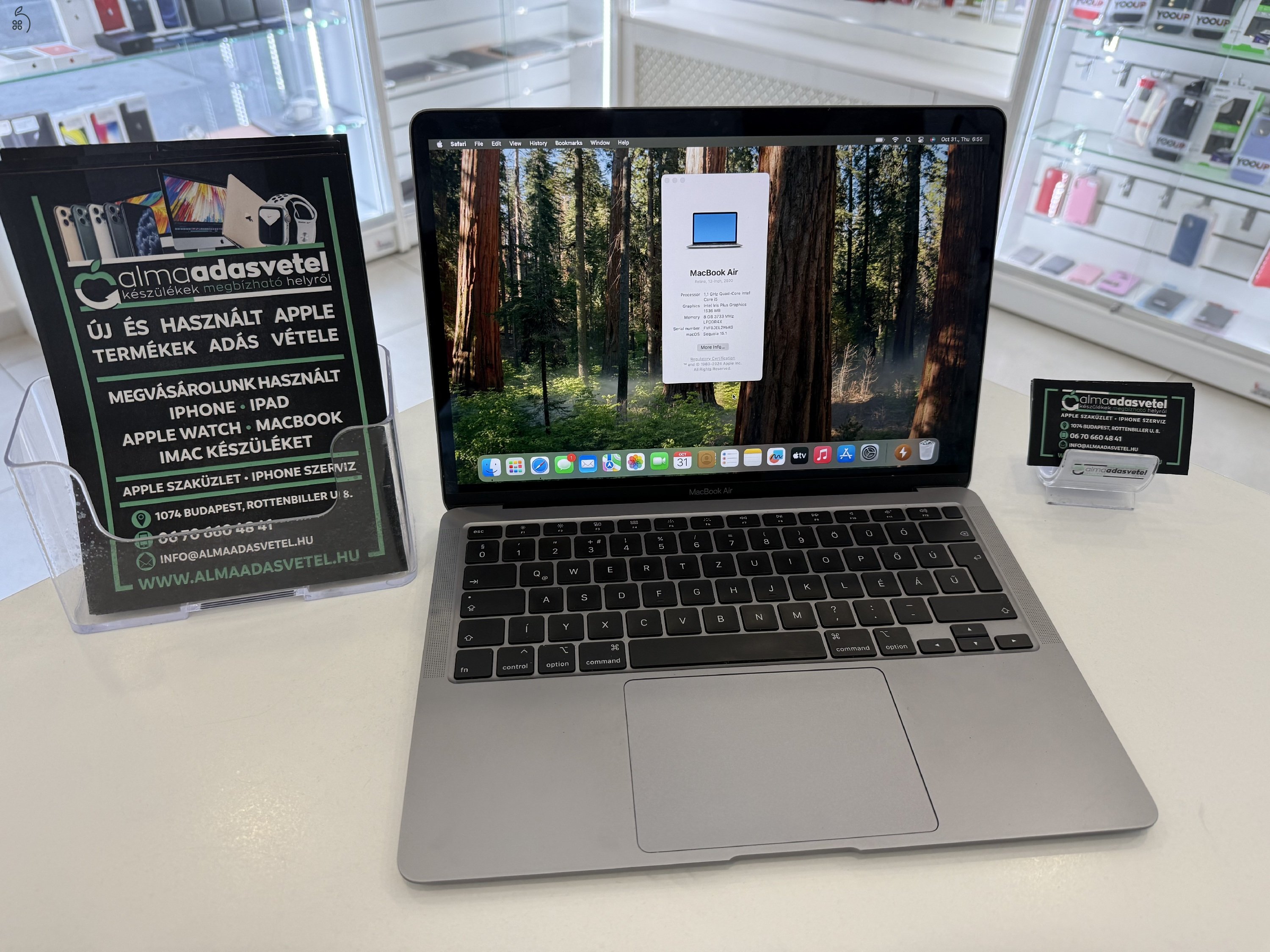 MacBook Air 2020 8GB/512ssd/Újszerű/1-3 hónap gar./Akku 87%/p3777