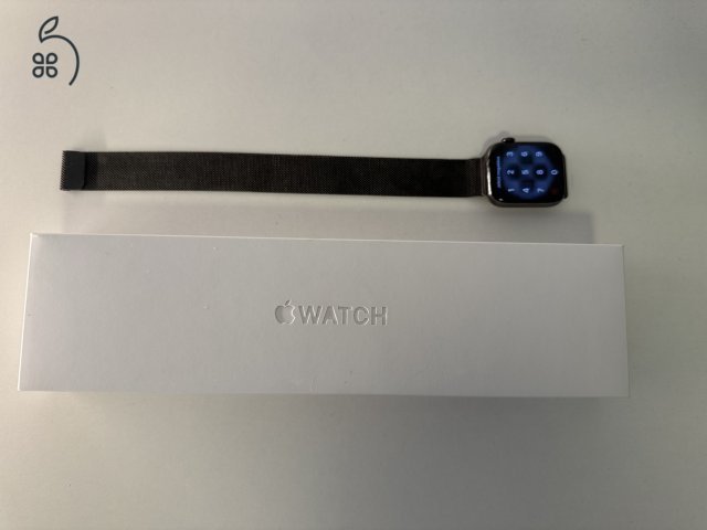 Apple Watch Stainless Steel S8 45mm GPS+LTE eSIM Milanese szíj + 3 ajándék szíj