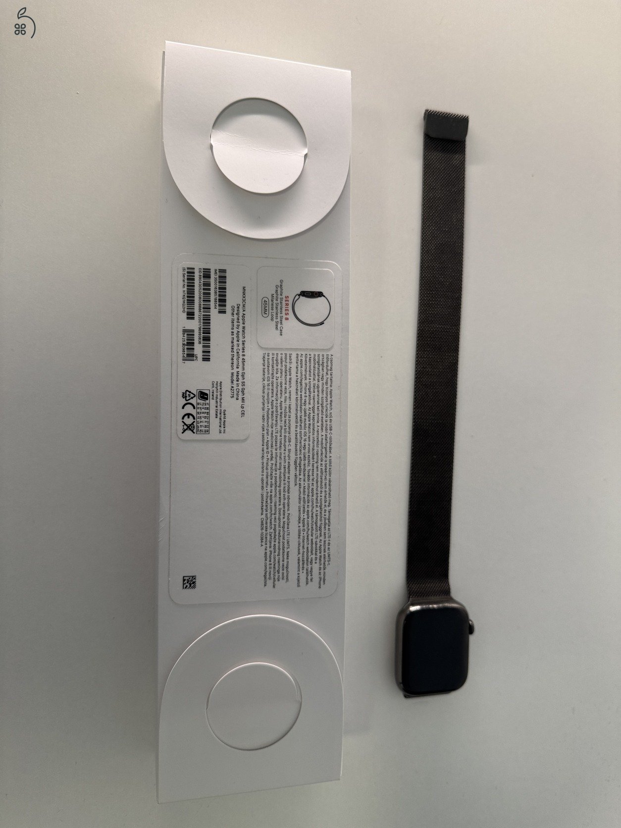 Apple Watch Stainless Steel S8 45mm GPS+LTE eSIM Milanese szíj + 3 ajándék szíj