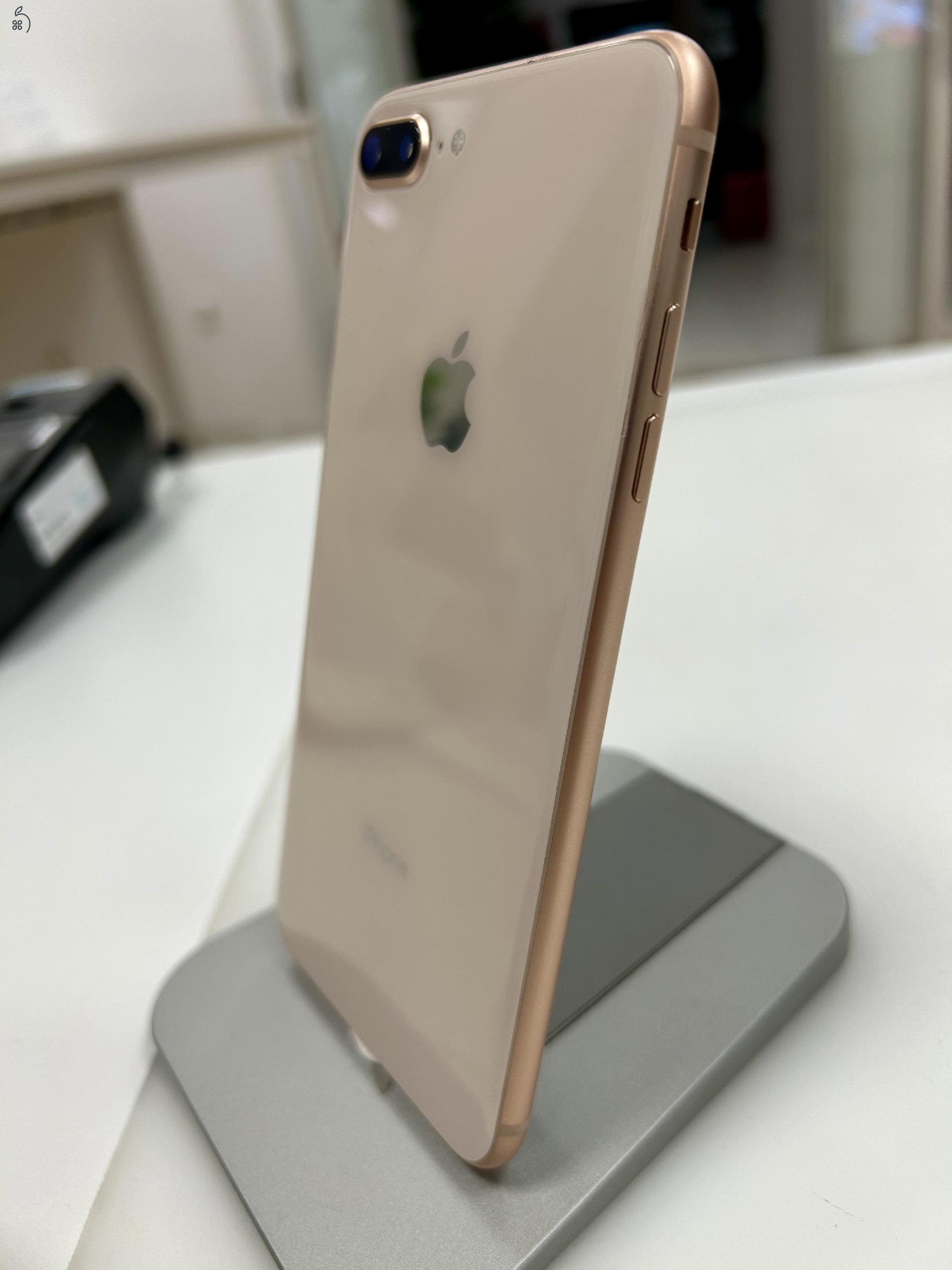 Nagyon szép iPhone 8 Plus 256GB Gold Független 100%-os akku 3 Hó Bolti Gar!