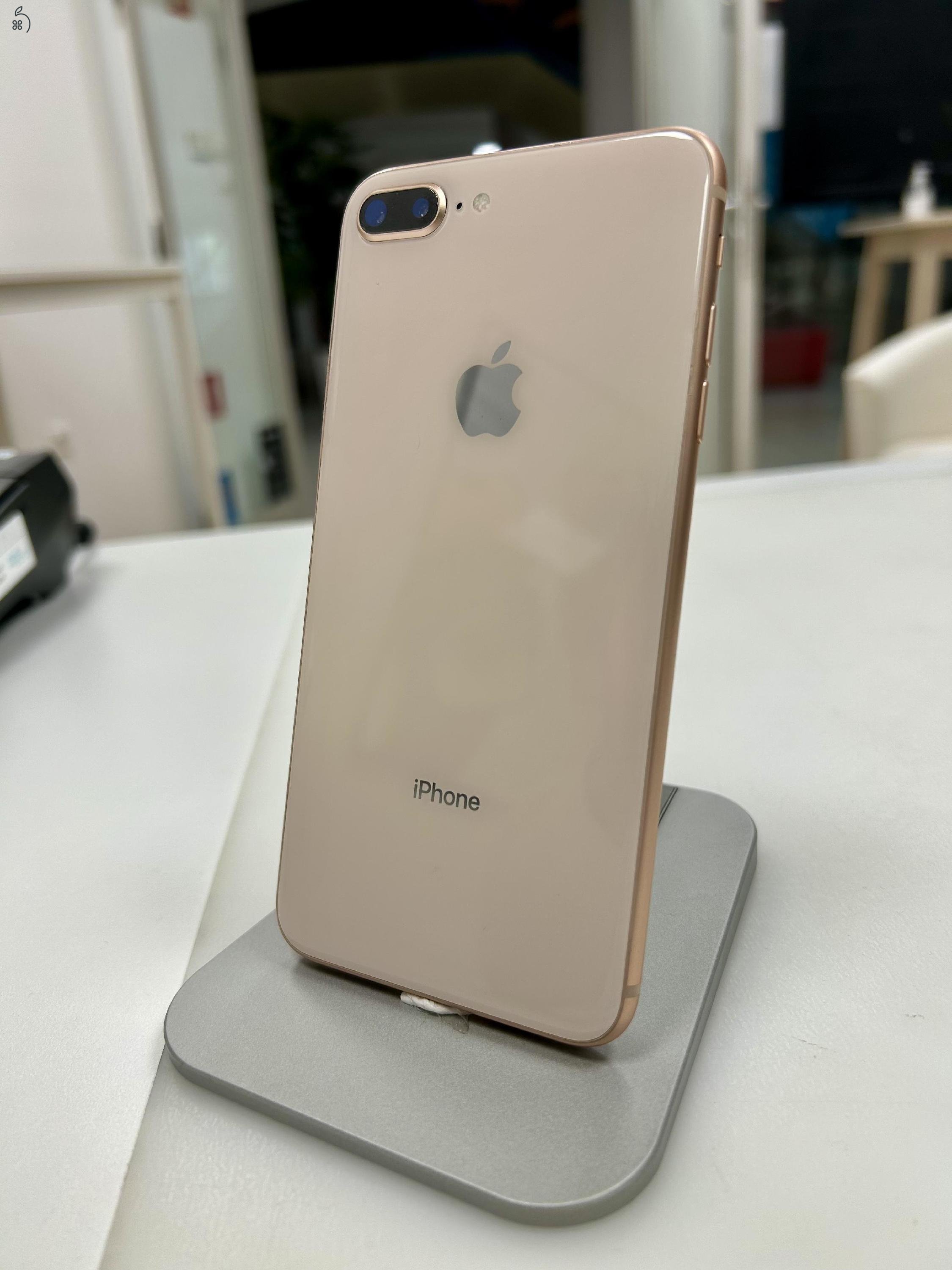 Nagyon szép iPhone 8 Plus 256GB Gold Független 100%-os akku 3 Hó Bolti Gar!