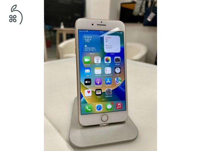 Nagyon szép iPhone 8 Plus 256GB Gold Független 100%-os akku 3 Hó Bolti Gar!