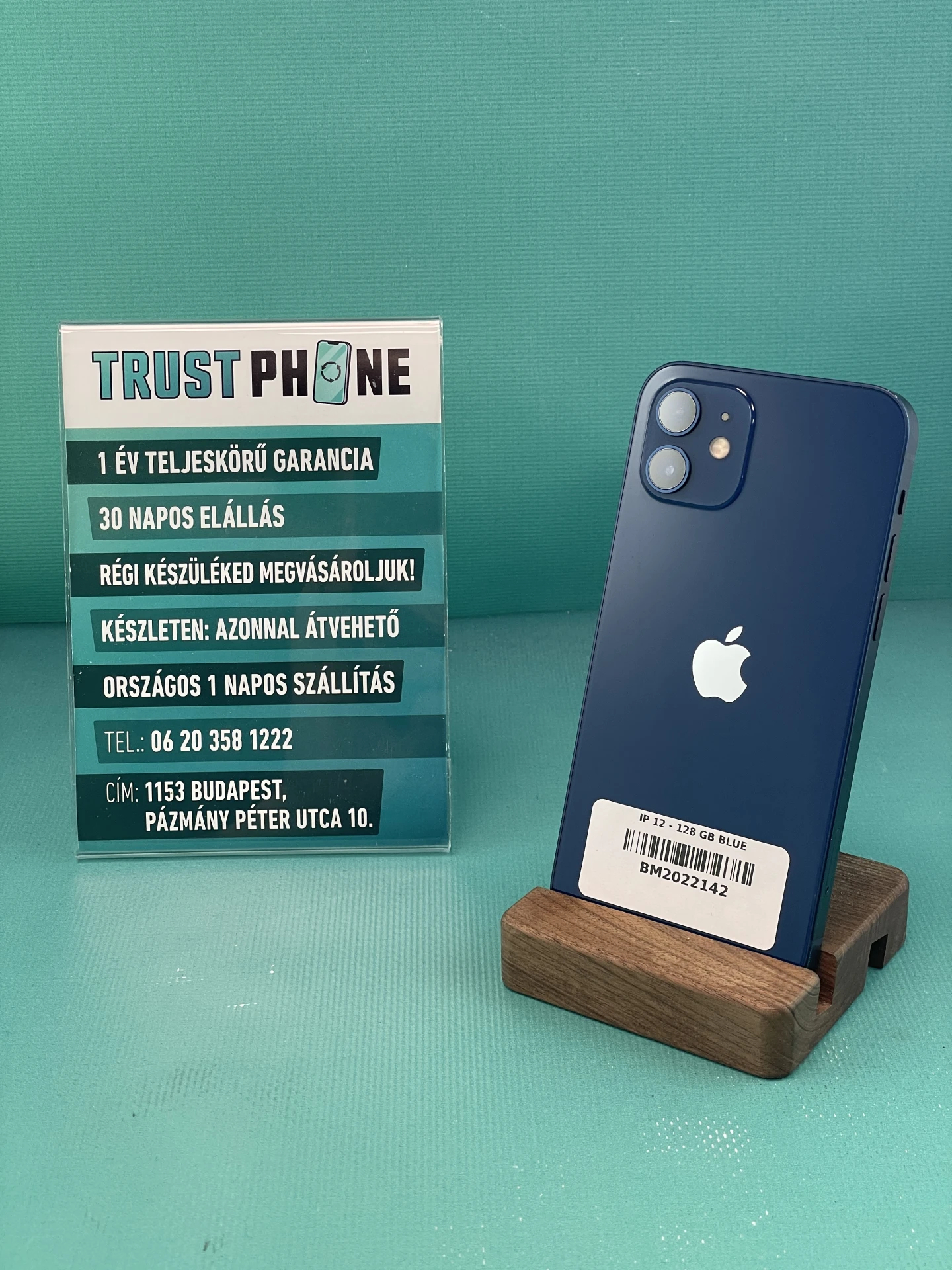 !! 1 ÉV GARANCIA !! iPhone 12 Blue 128 GB – BM2022142 – 100% AKKU