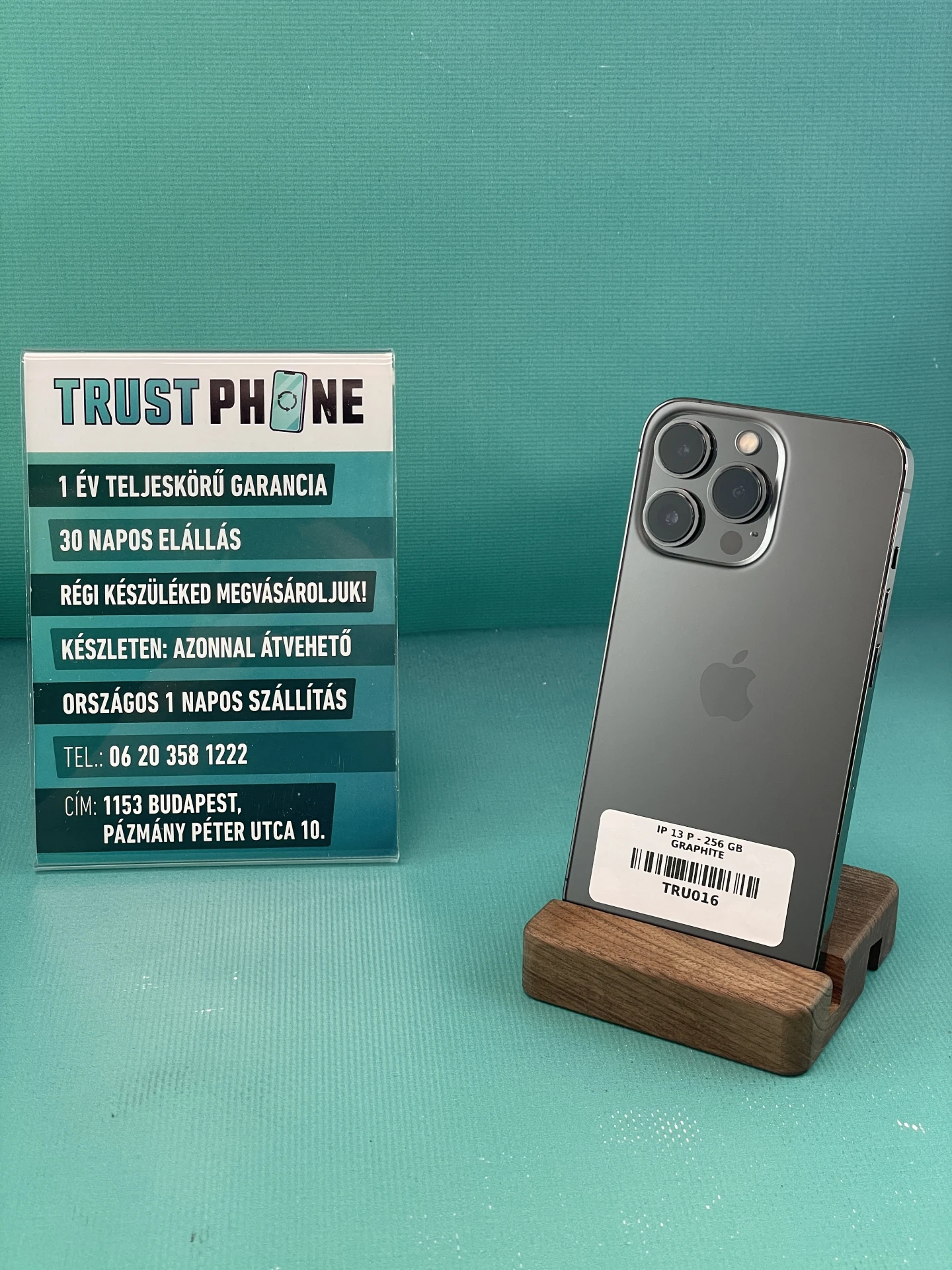 !! 1 ÉV GARANCIA !! iPhone 13 Pro Graphite 256 GB – TRU016 – 100% AKKU