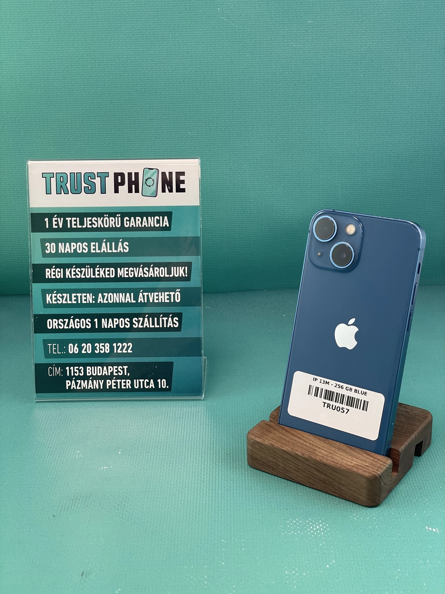 !! 1 ÉV GARANCIA !! iPhone 13 Mini Blue 256 GB – TRU057 – 100% AKKU