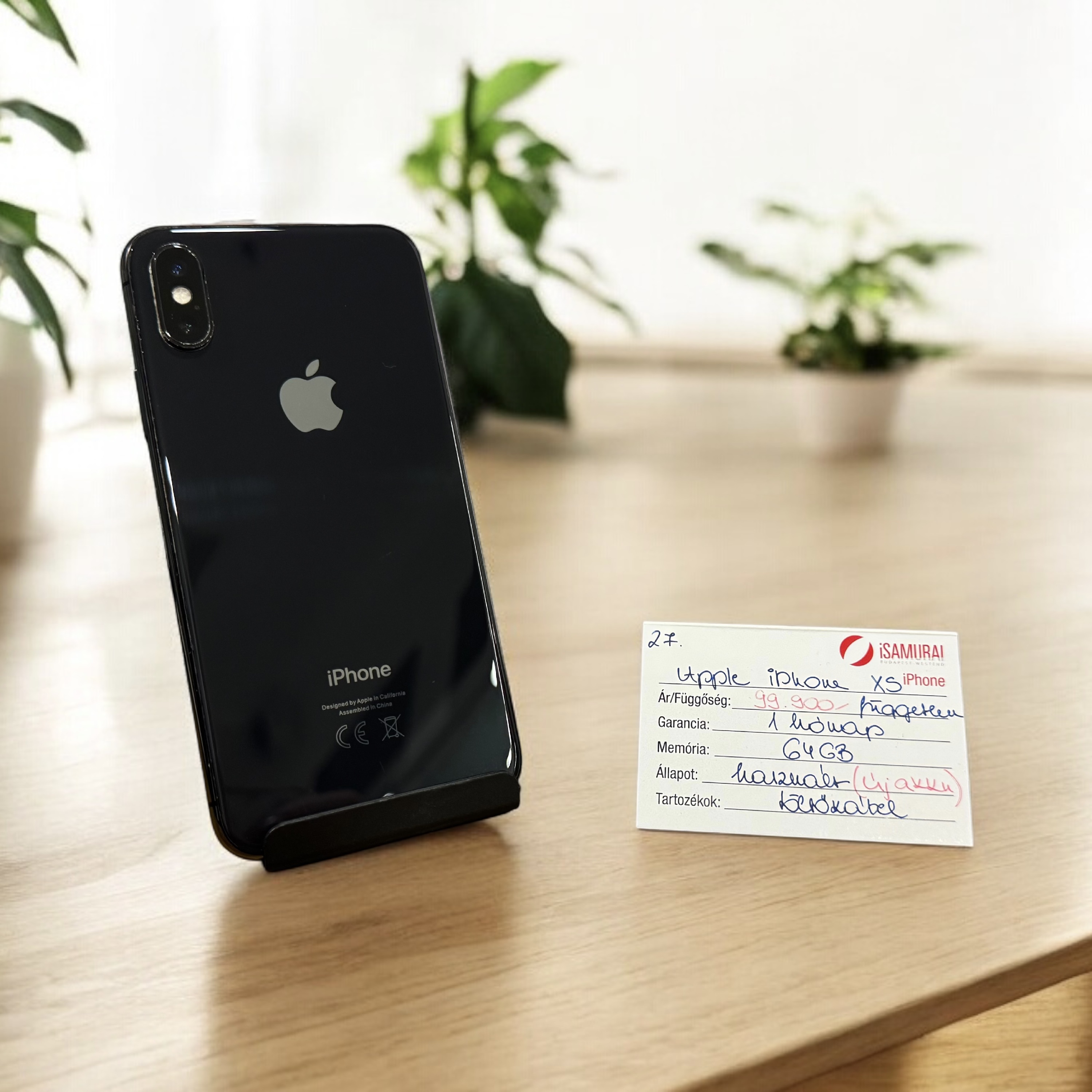 27. Apple iPhone XS - 64 GB - Space Gray - ÚJ AKKU