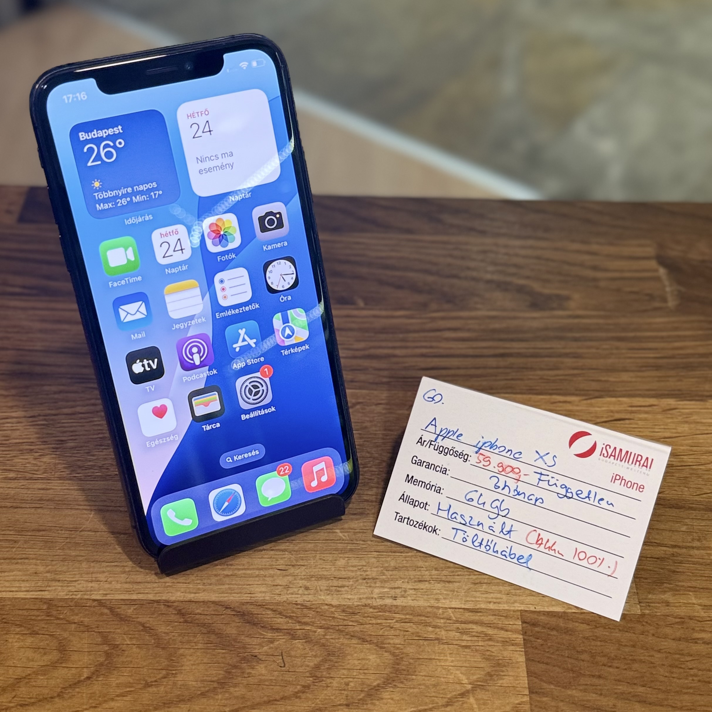 Apple iPhone XS - 64 GB - Space Gray - ÚJ AKKU ( 60.)