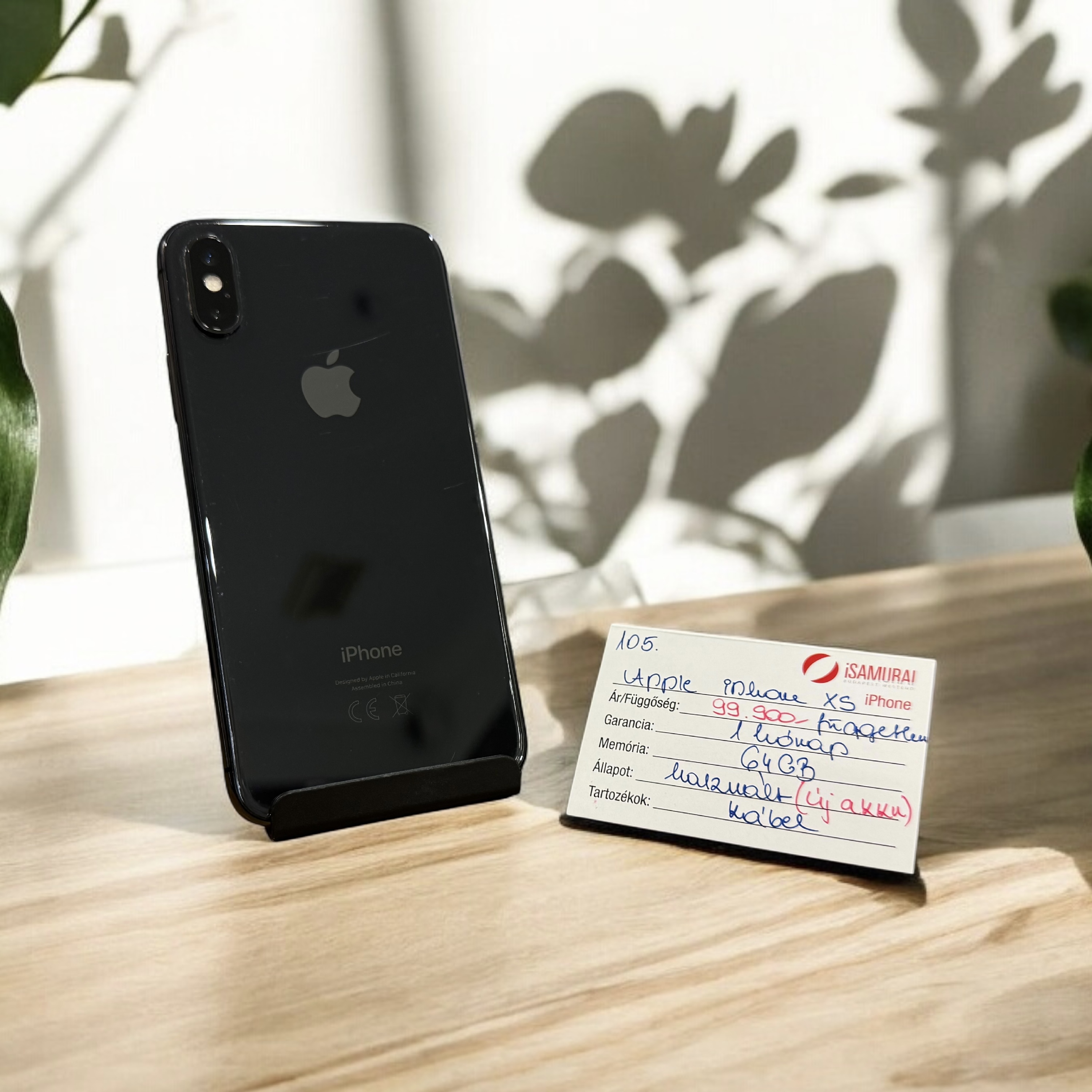 105. Apple iPhone XS - 64 GB - Space Gray - ÚJ AKKU