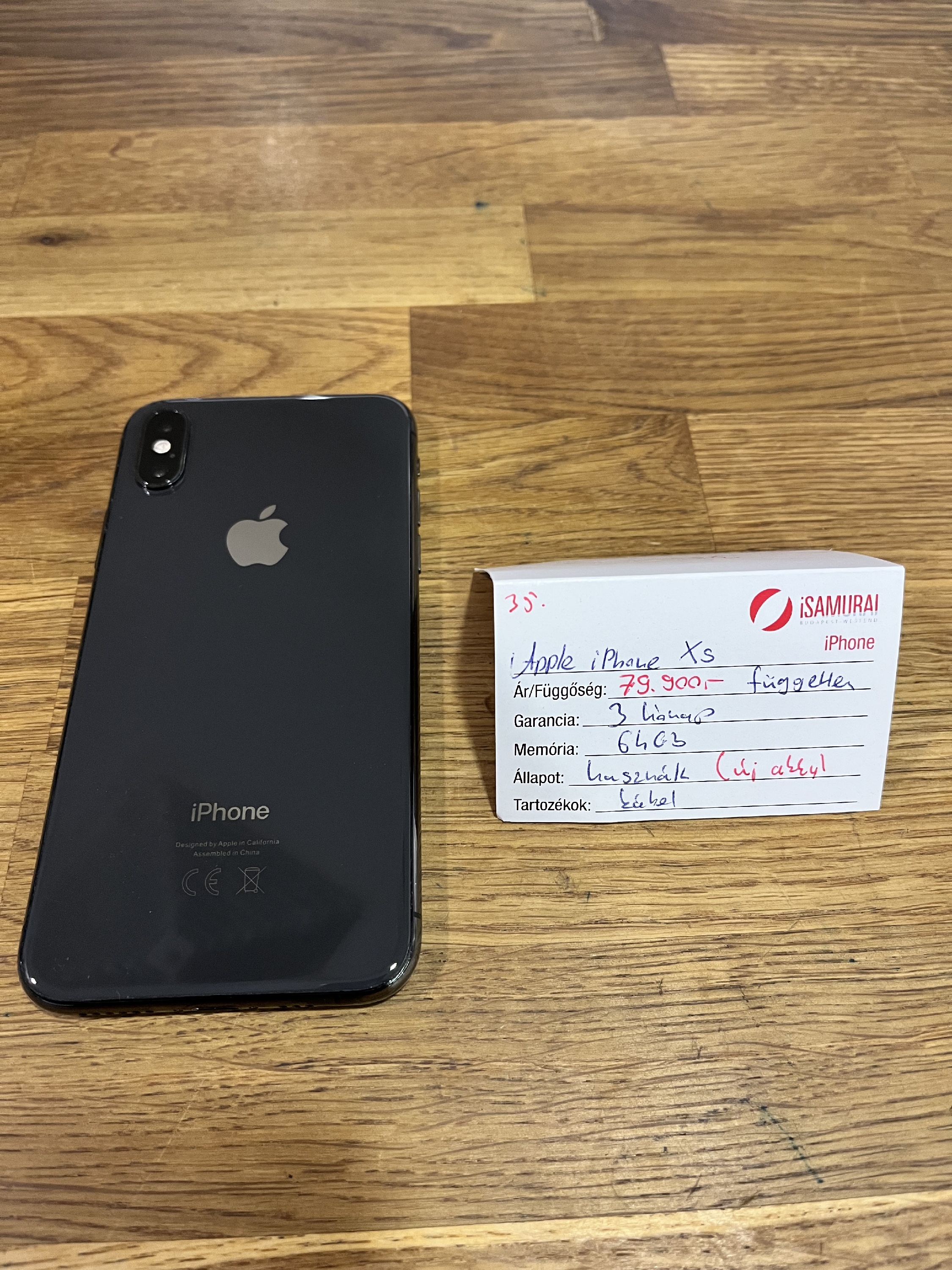 35. Apple iPhone XS - 64 GB - Space Gray - ÚJ AKKU