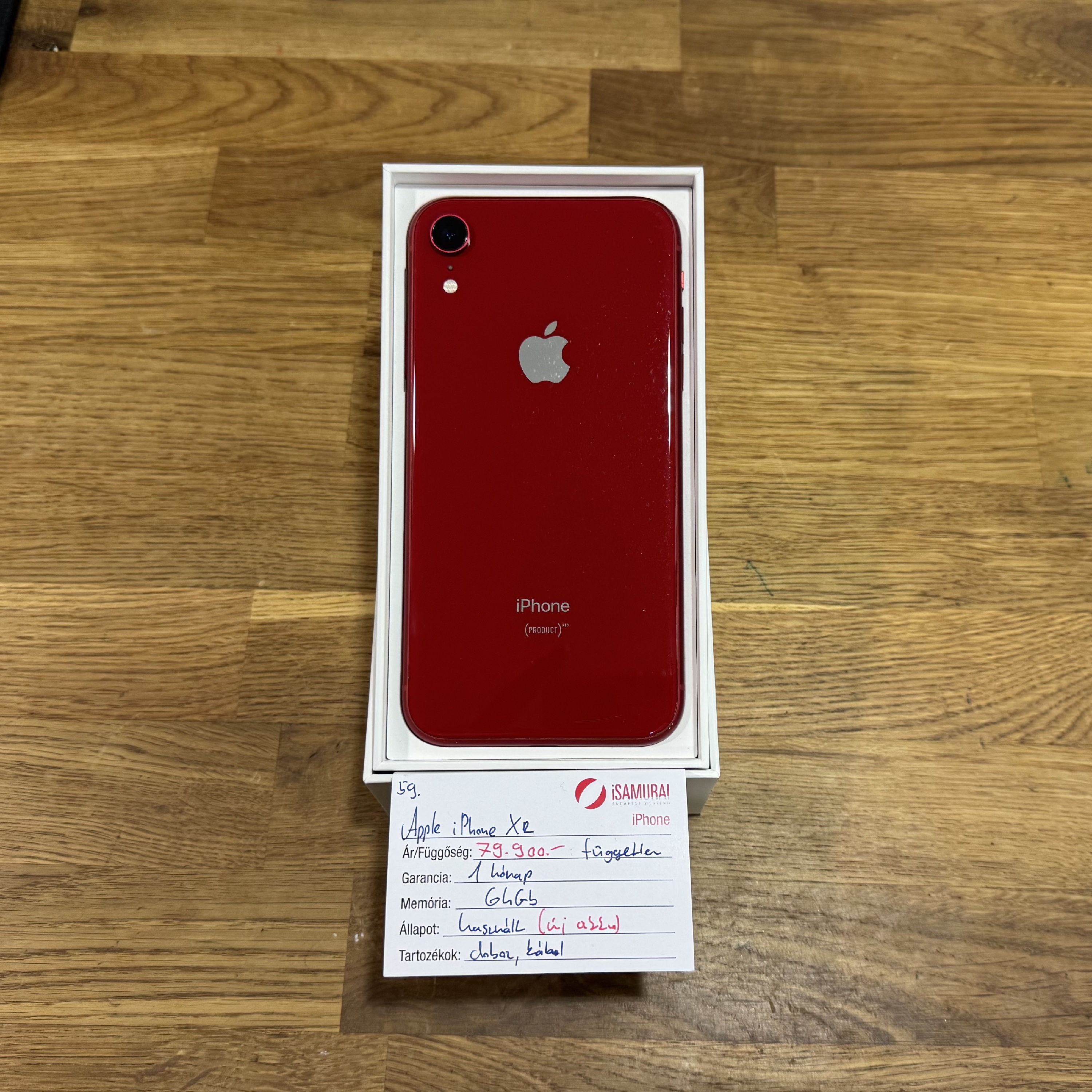 59. Apple iPhone XR - 64 GB - Product(RED) - Kártyafüggetlen - ÚJ AKKU