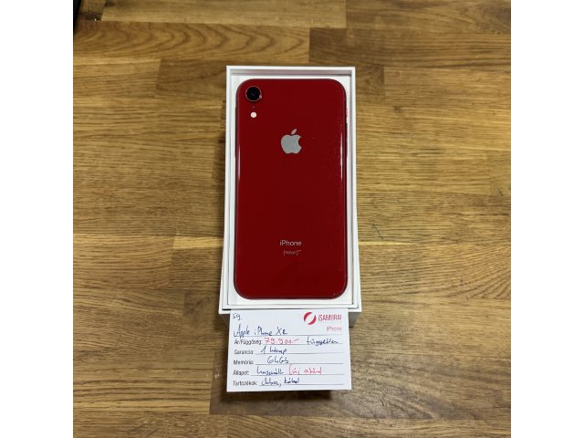 59. Apple iPhone XR - 64 GB - Product(RED) - Kártyafüggetlen - ÚJ AKKU